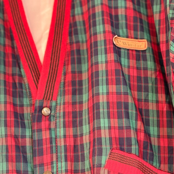 Vibrant Plaid Men's Jacket with Red Accents - Picture 3 of 3
